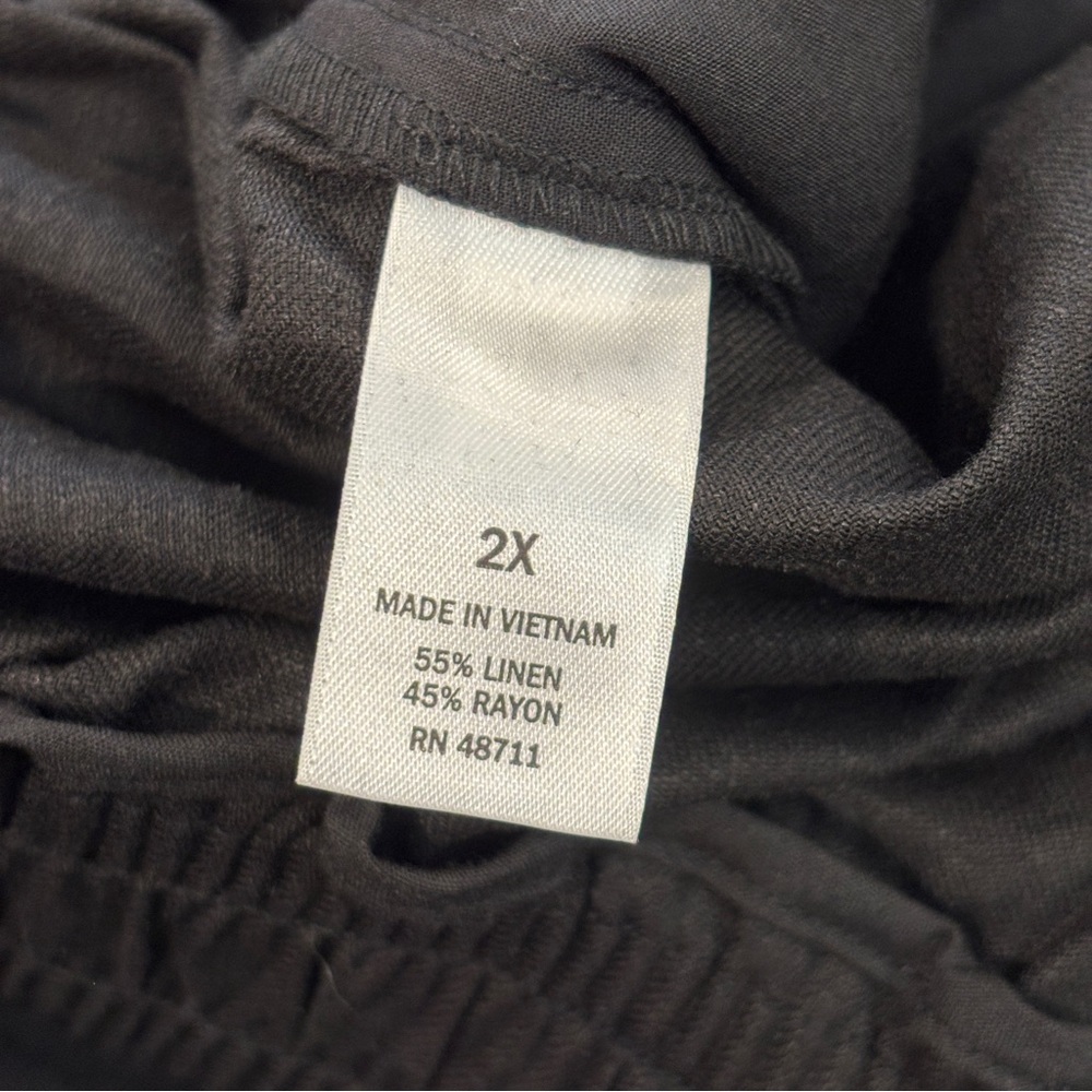 Ophelia Roe Wide Leg Black Linen Blend Pants NWT Size 2X Stretch Womens - Picture 5 of 8